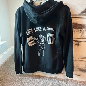Black Hoodie with Graphic Design for Fitness